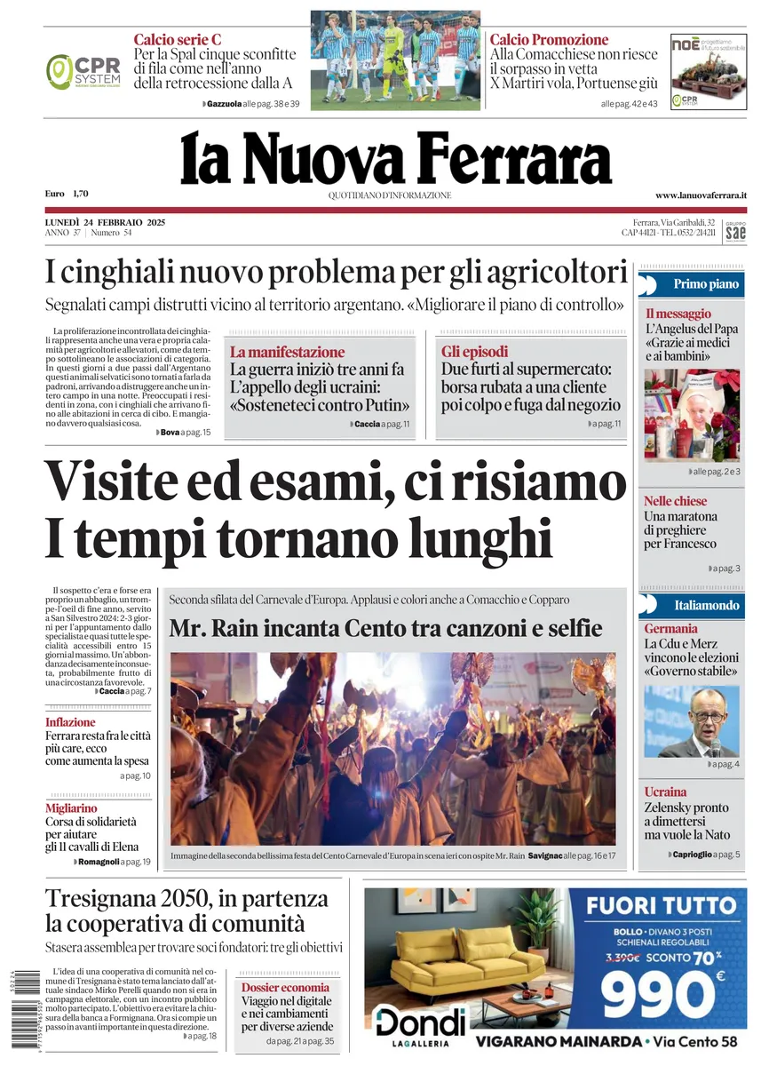 Prima-pagina-nuova ferrara-oggi-edizione-del-2025-02-24